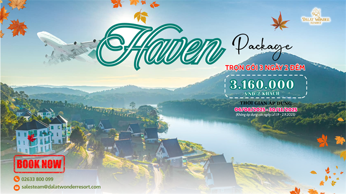 🌿 Haven Package 3N2Đ – Nghỉ dưỡng và hồi phục giữa thiên nhiên Đà Lạt